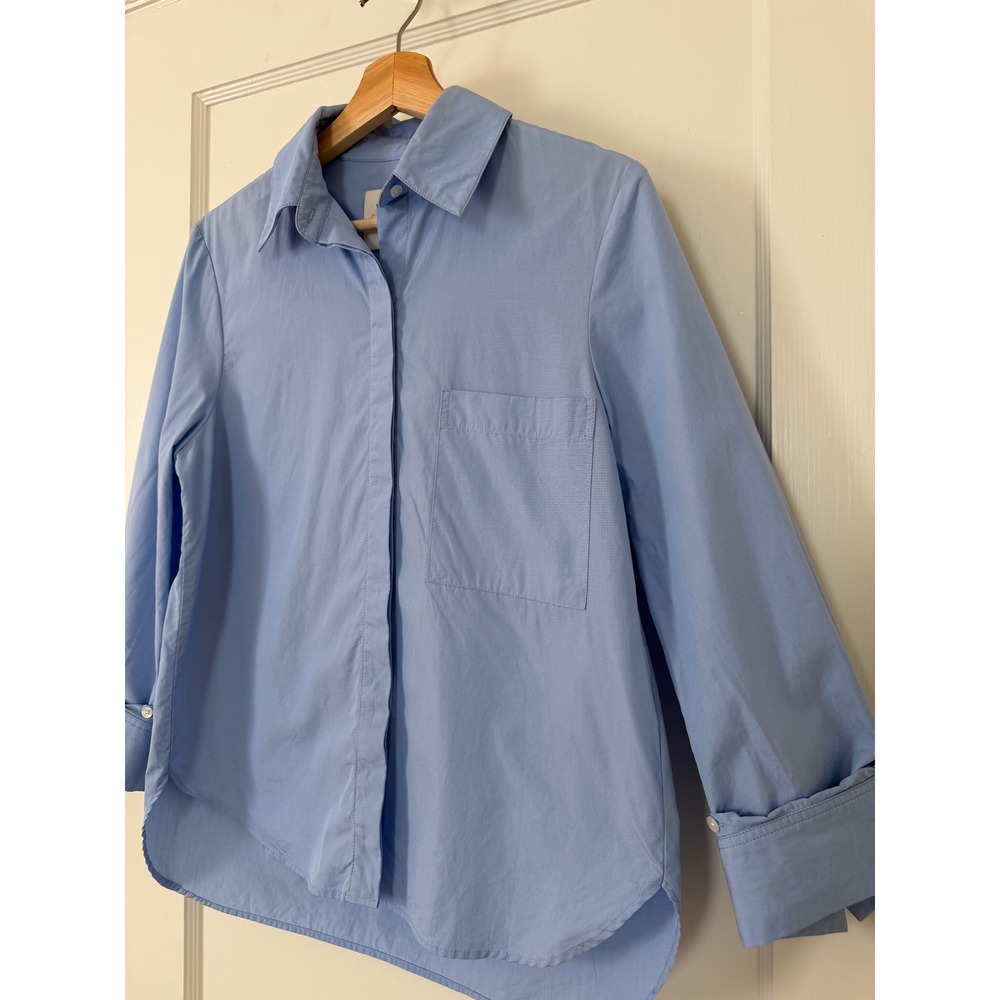 TWP Blue Ex-Boyfriend Button Down Shirt Italian Cotton XS Oversize Luxury Office - Picture 12 of 13